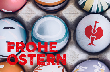 Gutscheinmotiv im Design Frohe Ostern Eier